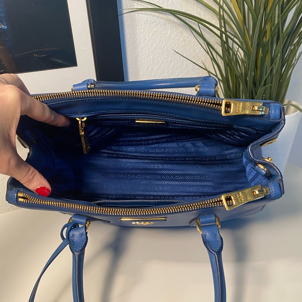PRADA Galleria Small Saffiano Leather Tote In Blue - Picture 9 of 17